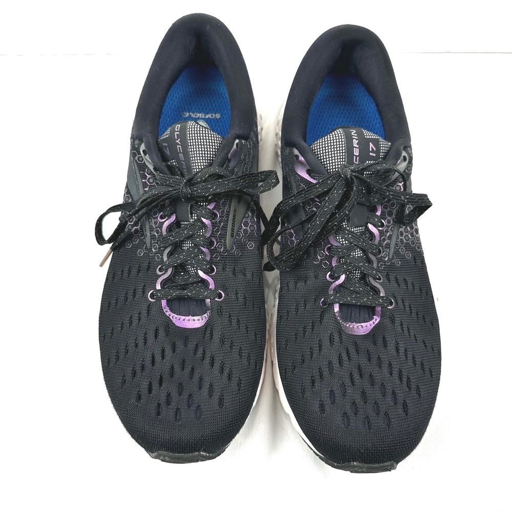 Brooks Glycerin 17 Neutral Cushioned Running Shoes Womens 9 Black Purple Comfort
